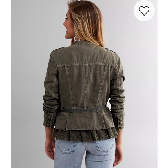 Free People XS Green Emilia Utility Military Blazer Jacket Urban Outfitters - Picture 10 of 15